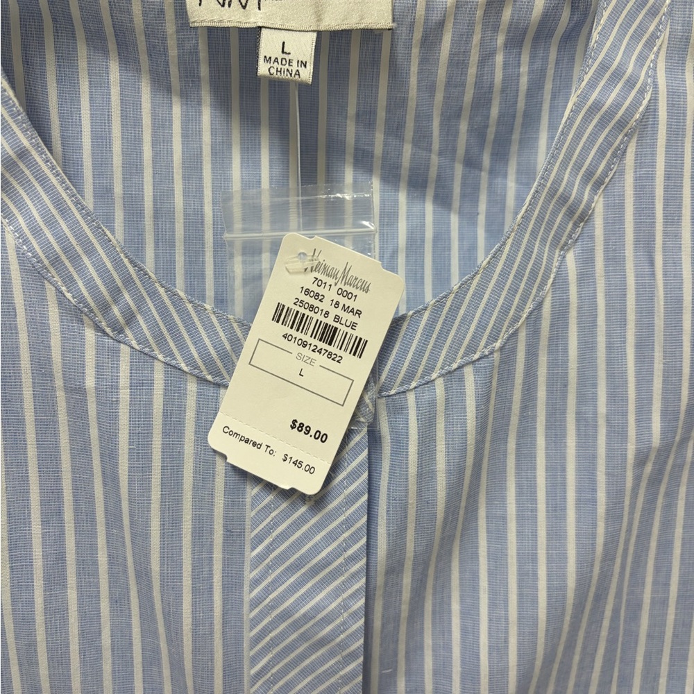 Neiman Marcus Light Blue and White Striped Top - Picture 3 of 4